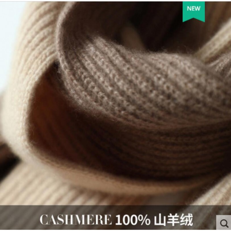 100%Cashmere Scarf Women Men Solid Color Warm Winter Scarfs Coffee